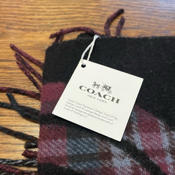 Coach Sporty Plaid Print Oversized Muffler in Vintage Mauve - Picture 3 of 8